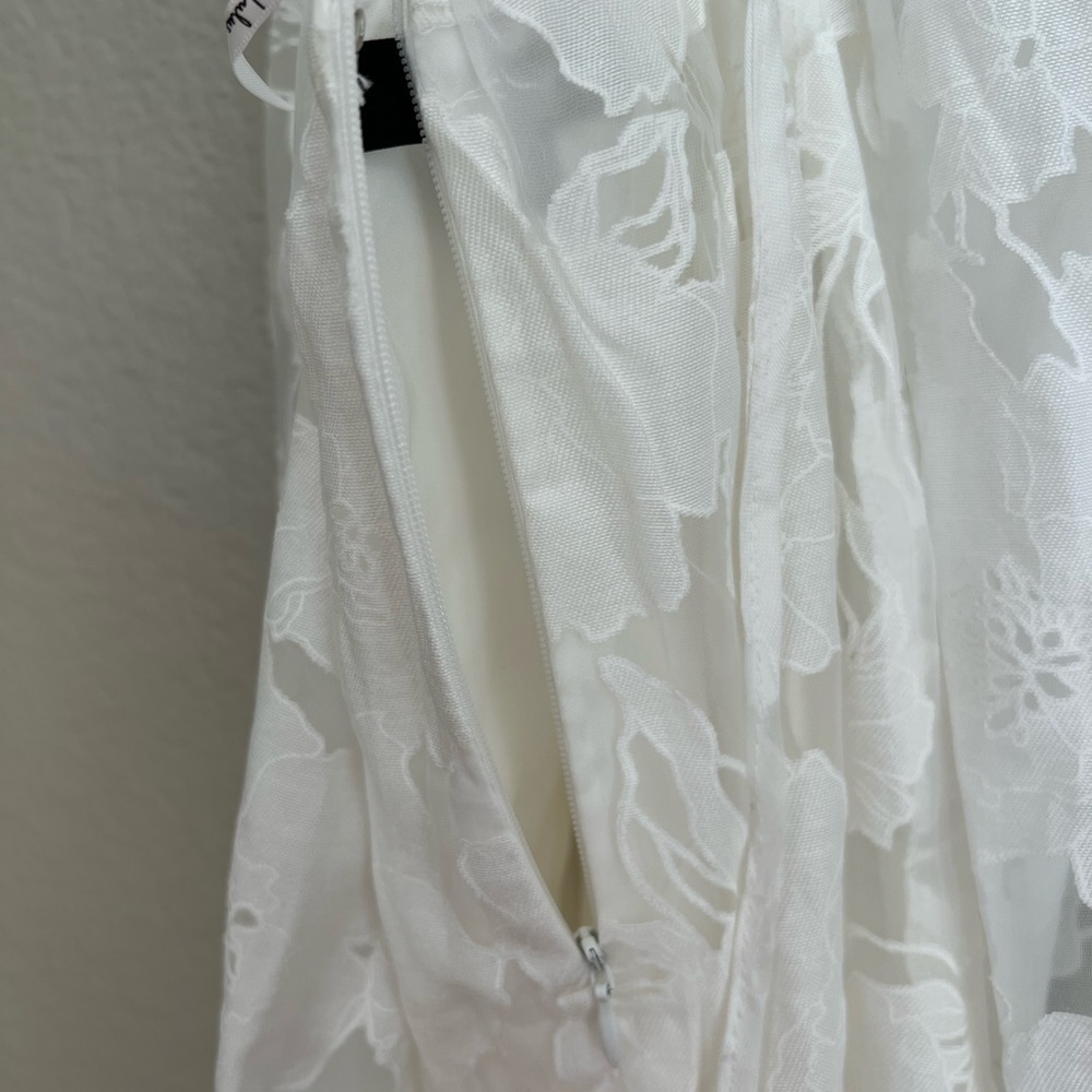 Feeling Like Forever White Jacquard Organza Lace-Up Midi Dress - Picture 7 of 8
